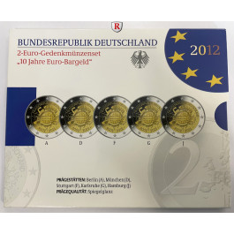 Bundesrepublik Deutschland, 2 Euro 2012, ADFGJ komplett, PP