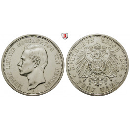 Deutsches Kaiserreich, Hessen, Ernst Ludwig, 5 Mark 1899, A, f.vz/vz-st, J. 73