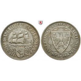 Weimarer Republik, 5 Reichsmark 1927, Bremerhaven, A, ss-vz, J. 326