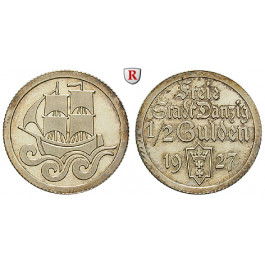 Nebengebiete, Danzig, 1/2 Gulden 1927, Kogge, PP, J. D6