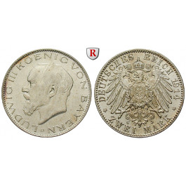 Deutsches Kaiserreich, Bayern, Ludwig III., 2 Mark 1914, D, vz, J. 51