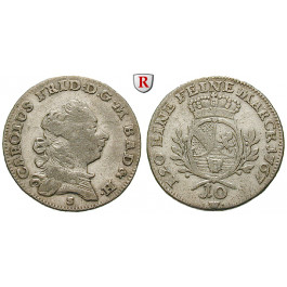 Baden, Baden-Durlach, Karl Friedrich, 10 Kreuzer 1767, ss+