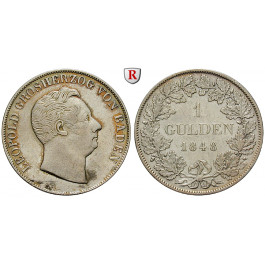 Baden, Baden-Durlach, Karl Leopold Friedrich, Gulden 1848, ss+