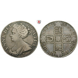 Grossbritannien, Anne, Crown 1708, ss+