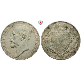 Liechtenstein, Johann II., 5 Franken 1924, ss-vz