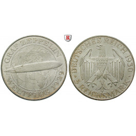 Weimarer Republik, 5 Reichsmark 1930, Zeppelin, A, vz, J. 343
