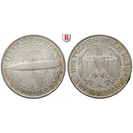 Weimarer Republik, 3 Reichsmark 1930, Zeppelin, A, vz+, J. 342
