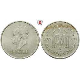 Weimarer Republik, 3 Reichsmark 1932, Goethe, F, f.vz, J. 350