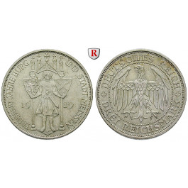 Weimarer Republik, 3 Reichsmark 1929, Meißen, E, ss-vz, J. 338
