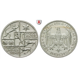 Weimarer Republik, 3 Reichsmark 1927, Uni Marburg, A, vz, J. 330