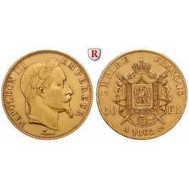 Frankreich, Napoleon III., 50 Francs 1862, 14,52 g fein, ss-vz
