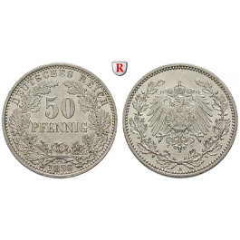 Deutsches Kaiserreich, 50 Pfennig 1896, A, f.st, J. 15