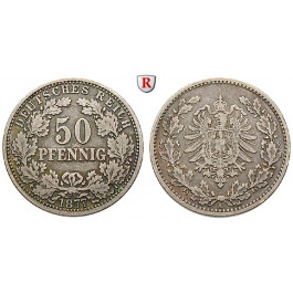 Deutsches Kaiserreich, 50 Pfennig 1877, A, ss+, J. 8