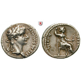 Römische Kaiserzeit, Tiberius, Denar 14-37, ss-vz