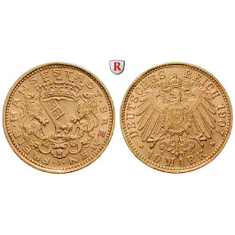 Deutsches Kaiserreich, Bremen, 10 Mark 1907, J, vz+, J. 204