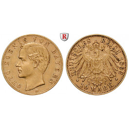 Deutsches Kaiserreich, Bayern, Otto, 10 Mark 1893, D, ss/ss-vz, J. 199