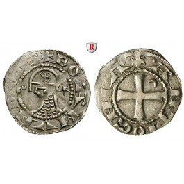 Kreuzfahrerstaaten, Antiochia - Fürstentum, Bohemund III., Denar 1163-1201, ss+