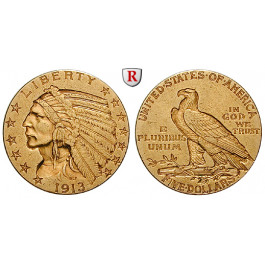 USA, 5 Dollars 1913, 7,52 g fein, f.vz