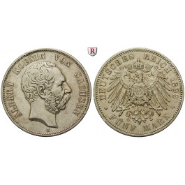 Deutsches Kaiserreich, Sachsen, Albert, 5 Mark 1899, E, ss+, J. 125