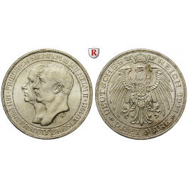 Deutsches Kaiserreich, Preussen, Wilhelm II., 3 Mark 1911, Universität Breslau, A, vz/vz-st, J. 108