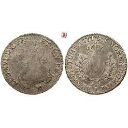 Frankreich, Louis XVI., Ecu aux rameaux d`olivier 1777, ss-vz