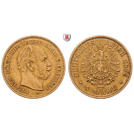 Deutsches Kaiserreich, Preussen, Wilhelm I., 5 Mark 1877, A, ss/ss-vz, J. 244