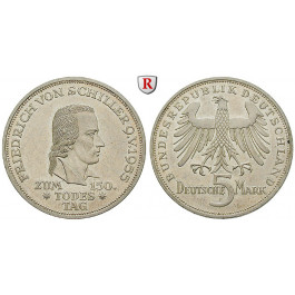 Bundesrepublik Deutschland, 5 DM 1955, Schiller, F, vz-st, J. 389