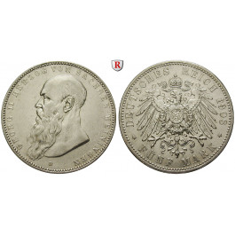 Deutsches Kaiserreich, Sachsen-Meiningen, Georg II., 5 Mark 1908, kurzer Bart, D, ss+, J. 153b