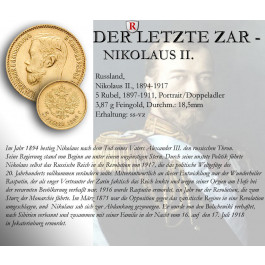Russland, Nikolaus II., 5 Rubel 1897-1911, 3,87 g fein, ss (1)