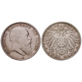 Deutsches Kaiserreich, Baden, Friedrich I., 2 Mark 1907, G, f.ss, J. 32