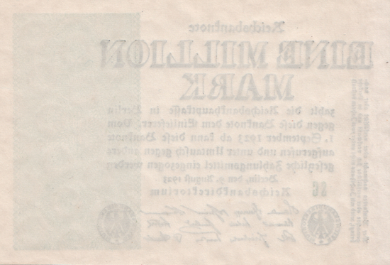 1923 - 08 - August - Zwei Banknoten, ein Druckvorgang
