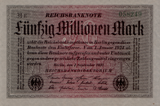 1923 - 09 - September - Verfallszeiten auf Reichsbanknoten

